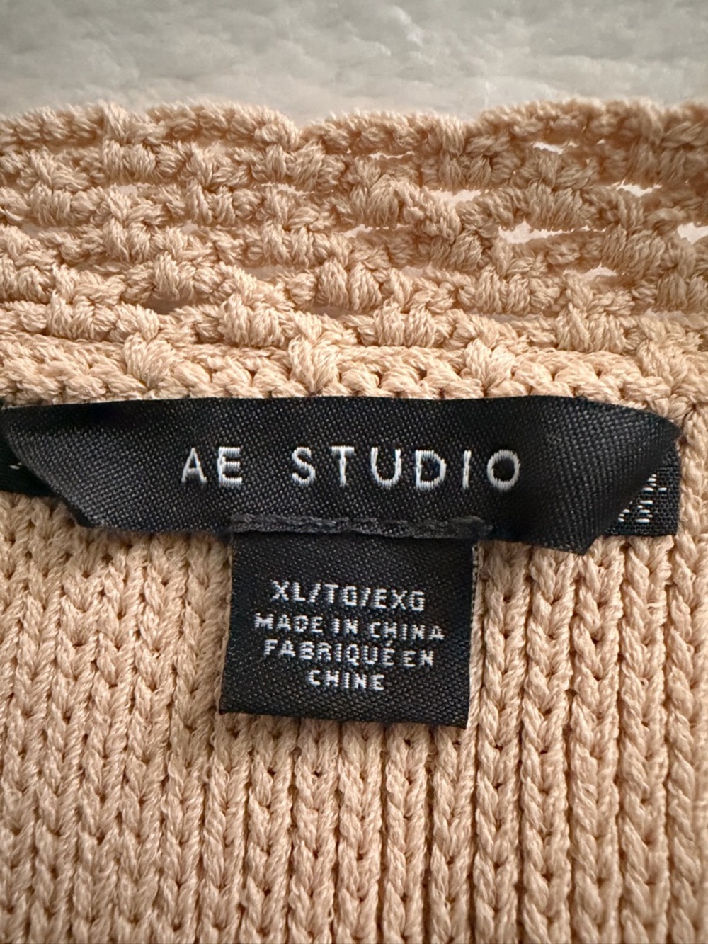 American Eagle Outfitters Tan AE Studio Knit Crochet Top - Picture 8 of 11